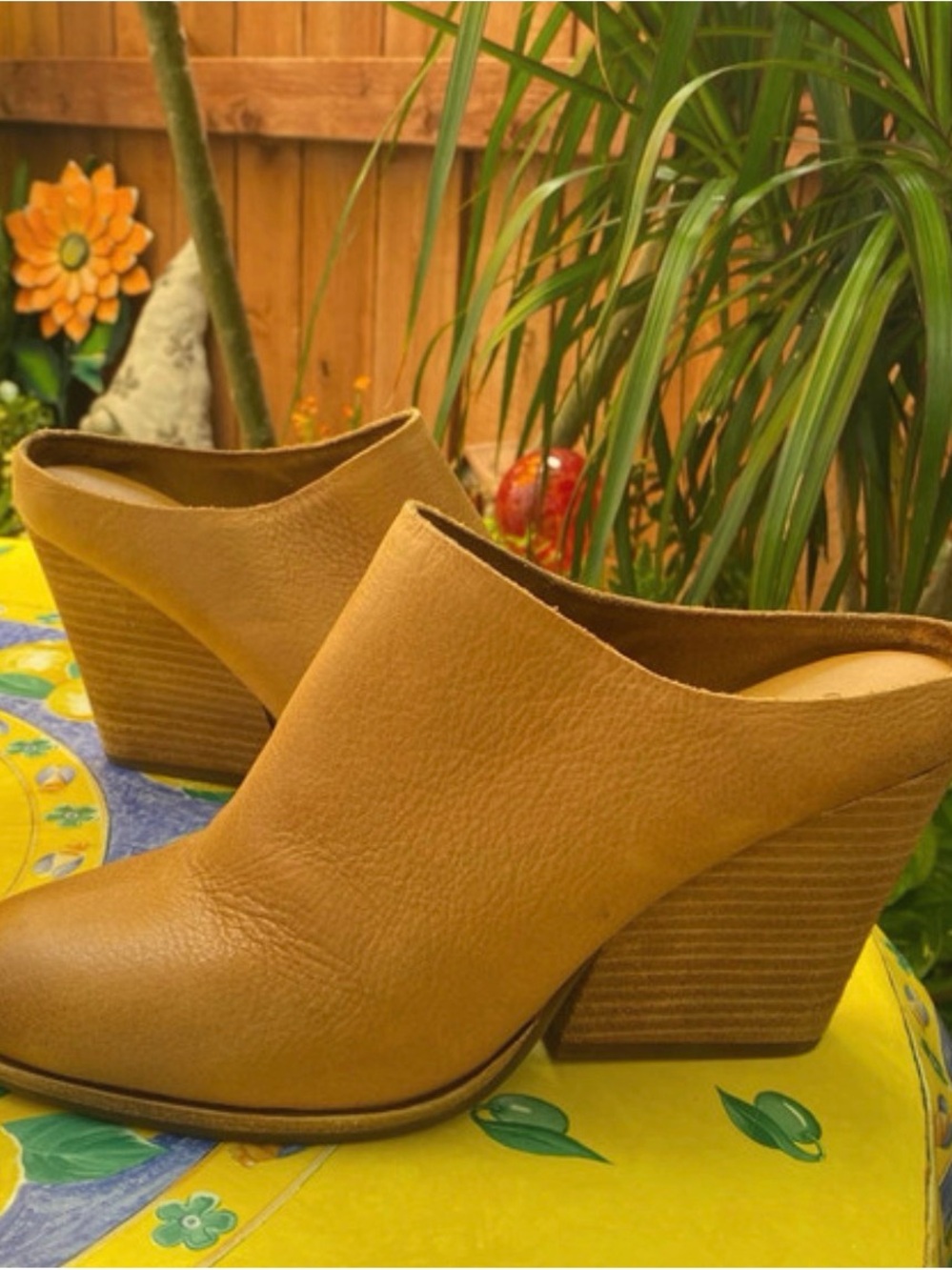 KORK-EASE Women’s Tan Leather Mule Heels - Classic Slip-On Style 9.5